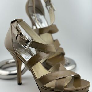 Michael Kors Evie Platform Elegant Tan Strappy Heels